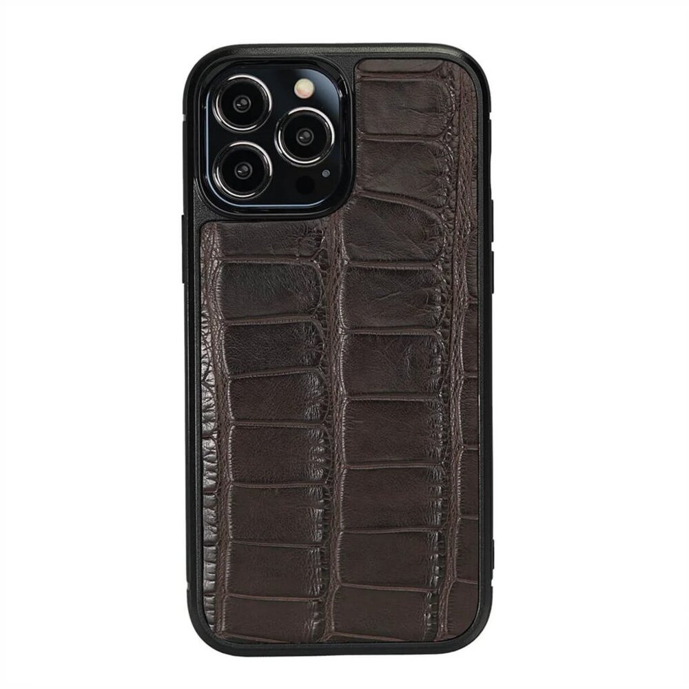 Designer iPhone 13 Pro Max Case - Chocolate Handmade Alligator - Picture 1 of 5